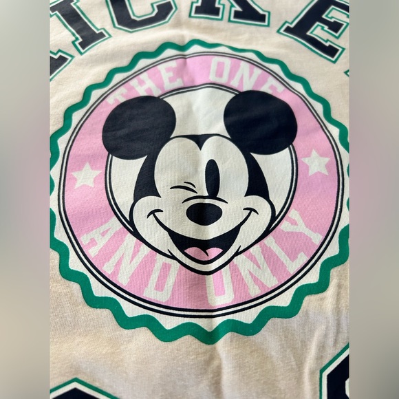 H&M Light Beige Mickey Mouse t-shirt Youth 16/18 or Women's small - Picture 4 of 8